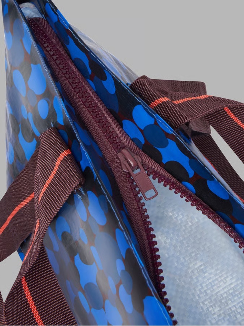 2 Blue Patterned Tote Bag with Zip Closure - Picture 4 of 6
